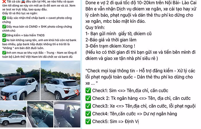 Những lời quảng cáo bán biển số xe trên hội nhóm bán xe Lào, xe Cam hay “xe ngân”.