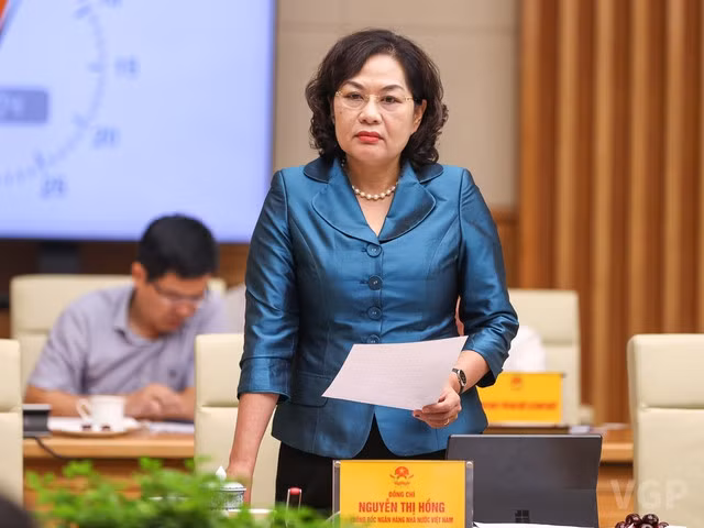 Thống đốc Ngân hàng Nhà nước Nguyễn Thị Hồng phát biểu - Ảnh: VGP/Nhật Bắc