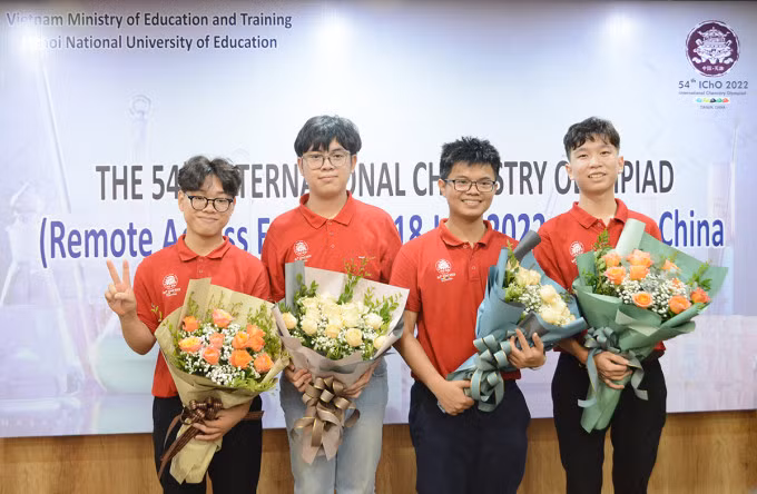 Bốn chàng trai "vàng" của đội tuyển Việt Nam: Xuân Hành, Minh Tuấn, Việt Phong, Đức Minh (từ trái qua phải). Ảnh: MOET