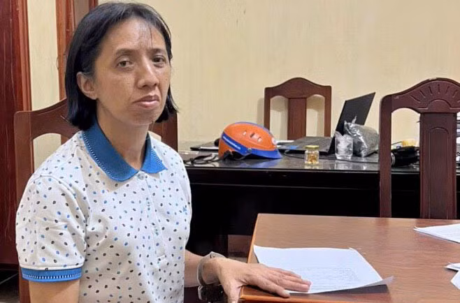 Đối tượng Nguyễn Thị Thùy Trang tại Công an huyện Hàm Tân, Bình Thuận.