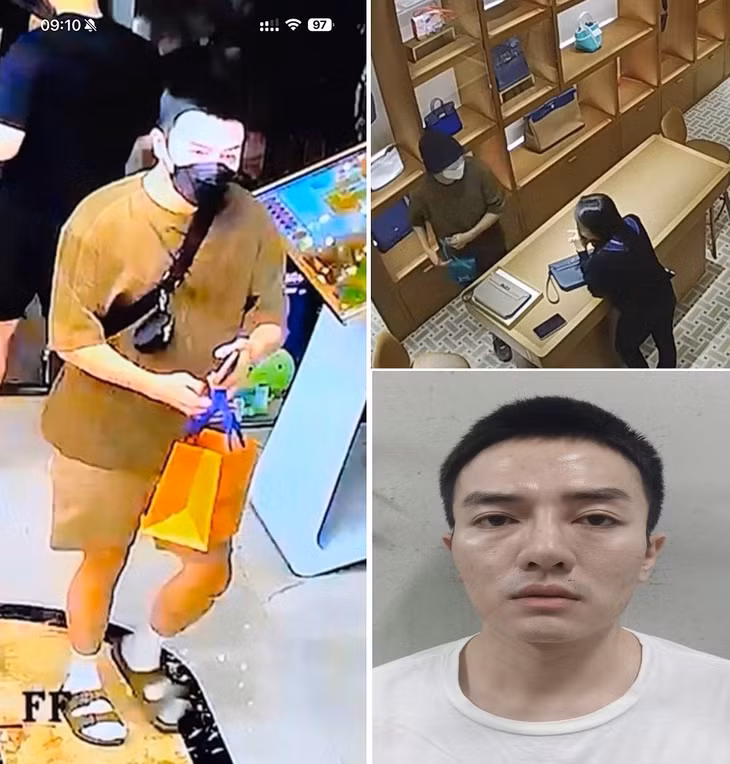 Đối tượng Phan Văn Chiến bị camera an ninh ghi lại hành vi trộm cắp.