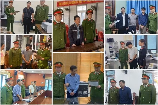 Công an tỉnh Sơn La tống đạt các quyết định khởi tố bị can, đọc lệnh bắt bị can để tạm giam. (Nguồn: Báo Lao Động)
