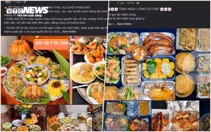 Nhằm thu hút khách trong dịp cúng ông Công ông Táo, nhiều cơ sở nấu cỗ cúng online thậm chí còn tặng cả cá chép. (Ảnh chụp màn hình)