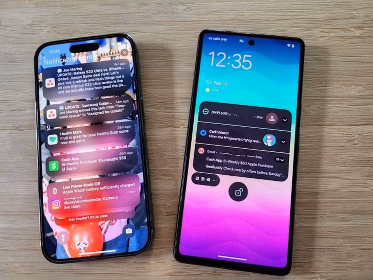 Hệ thống thông báo trên iPhone kém trực quan hơn so với điện thoại Android (Ảnh: DigitalTrends).