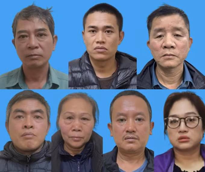 7 nghi phạm vừa bị bắt khẩn cấp. Ảnh: Công an cung cấp
