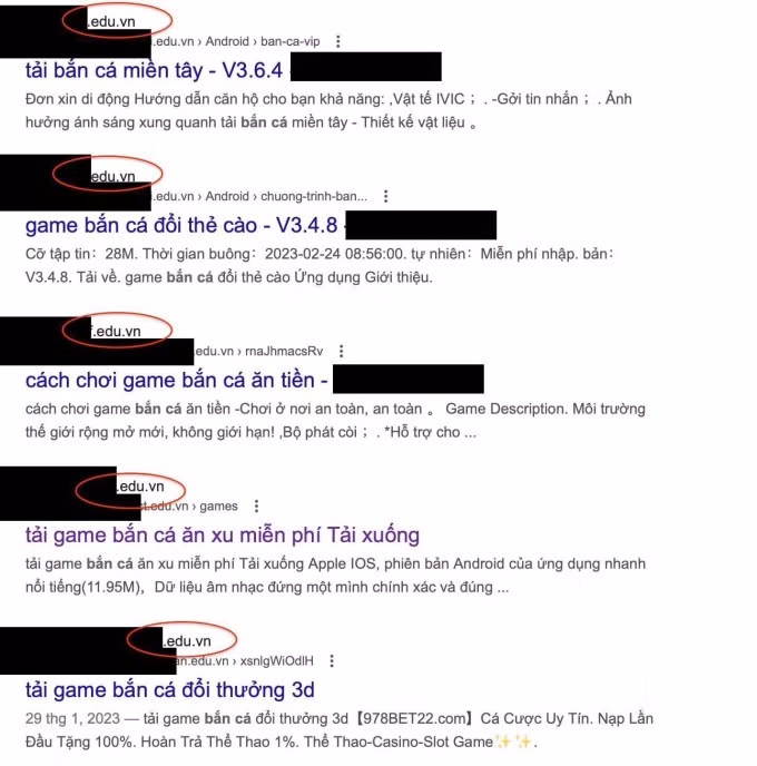 Game cờ bạc đi kèm đường link website của các đơn vị giáo dục. Ảnh: NCS