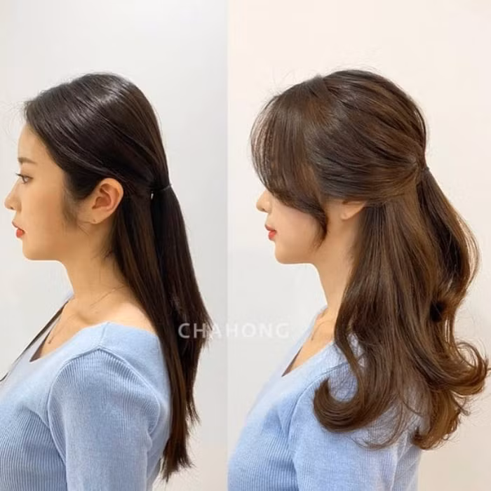 Tóc cột nửa đầu hợp với bạn nữ thích phong cách trang nhã.