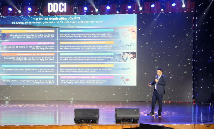 Ông Đậu Anh Tuấn, Phó Tổng Thư ký, Ủy viên Ban Thường trực, Trưởng Ban Pháp chế VCCI, Giám đốc Dự án PCI Quốc gia, phân tích Chỉ số PCI của tỉnh Quảng Ninh năm 2022 và đưa ra một số ý kiến khuyến nghị với tỉnh.