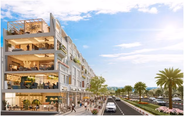 Dãy shophouse VIP mặt tiền đường bao biển phù hợp đa dạng loại hình kinh doanh.