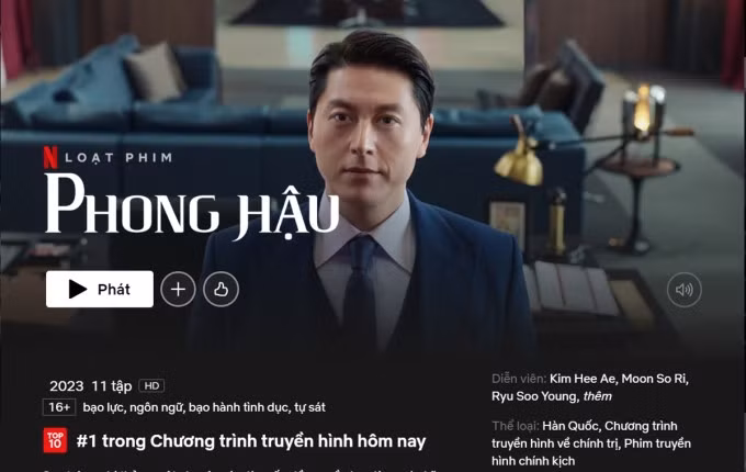 Phim truyền hình "Phong hậu" đang phát sóng được gắn dãn 16+, cảnh báo về bạo lực, ngôn ngữ, bạo hành tình dục, tự sát. Ảnh: Netflix
