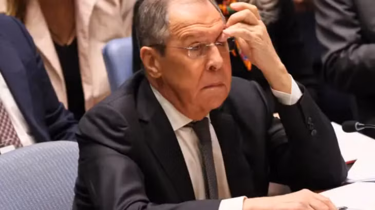 Ngoại trưởng Nga Sergey Lavrov trong cuộc họp của Hội đồng Bảo an ngày 24/4 tại New York. Ảnh: Getty Images