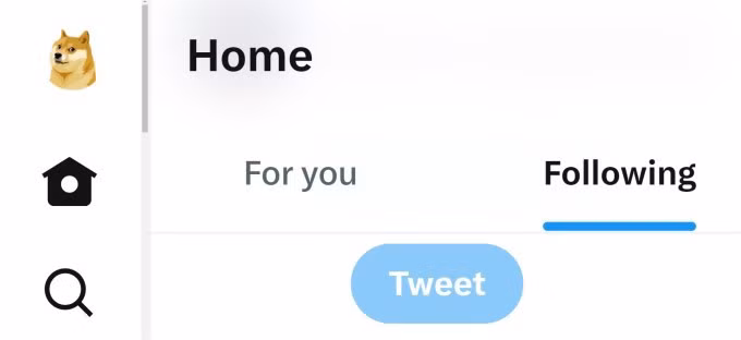 Logo Twitter chuyển thành hình chú chó Shiba Inu. Ảnh chụp màn hình