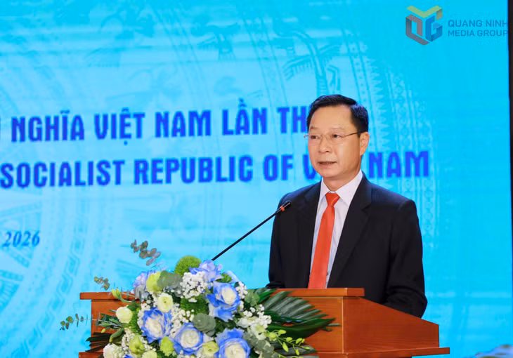 Đồng chí Lê Văn Ánh, Phó Chủ tịch UBND tỉnh Quảng Ninh phát biểu chào mừng hội nghị.