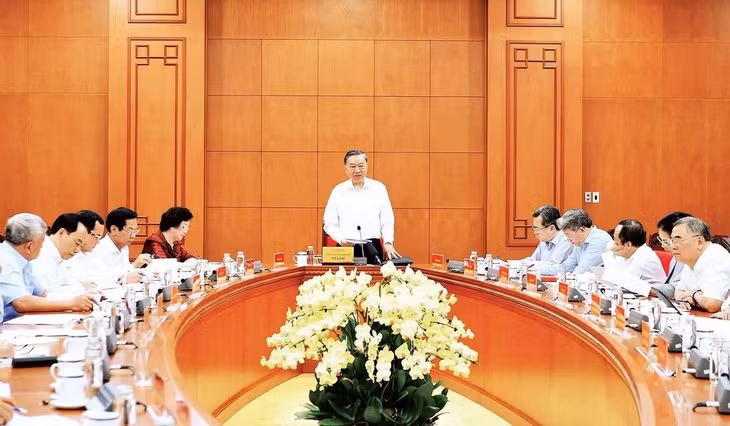 Tổng Bí thư, Chủ tịch nước Tô Lâm phát biểu kết luận tại cuộc làm việc với Bộ Nội vụ và một số cơ quan về chất lượng nguồn lao động, giải pháp tạo việc làm bền vững và công tác đào tạo nhân lực. (Ảnh: ĐĂNG KHOA)