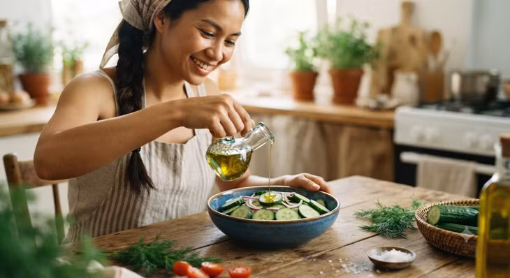 Kết hợp dưa chuột và dầu ô liu tạo nên một cặp đôi hoàn hảo giúp thanh lọc cơ thể, hỗ trợ giảm cân và cung cấp chất béo lành mạnh, vitamin dồi dào.