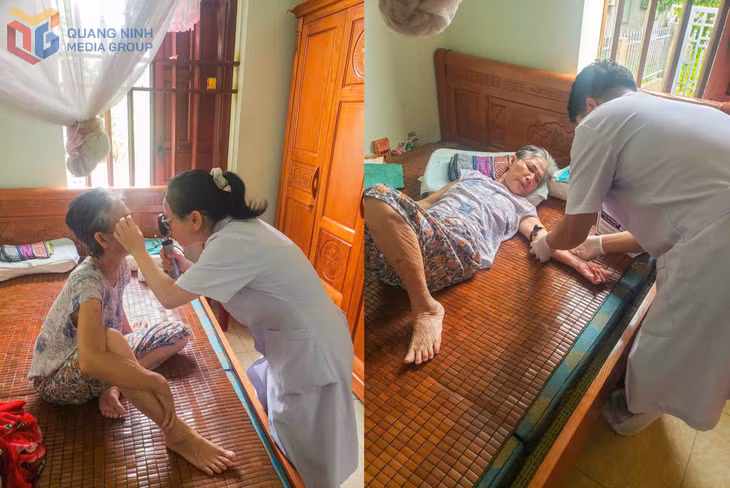 Những trường hợp đặc biệt được các y, bác sĩ Trạm y tế xã Cái Chiên đến khám sàng lọc miễn phí tại nhà.