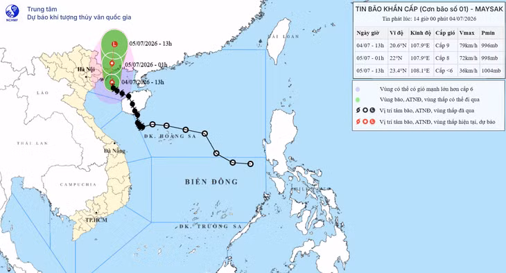 TIN BÃO KHẨN CẤP (Cơn bão số 01)