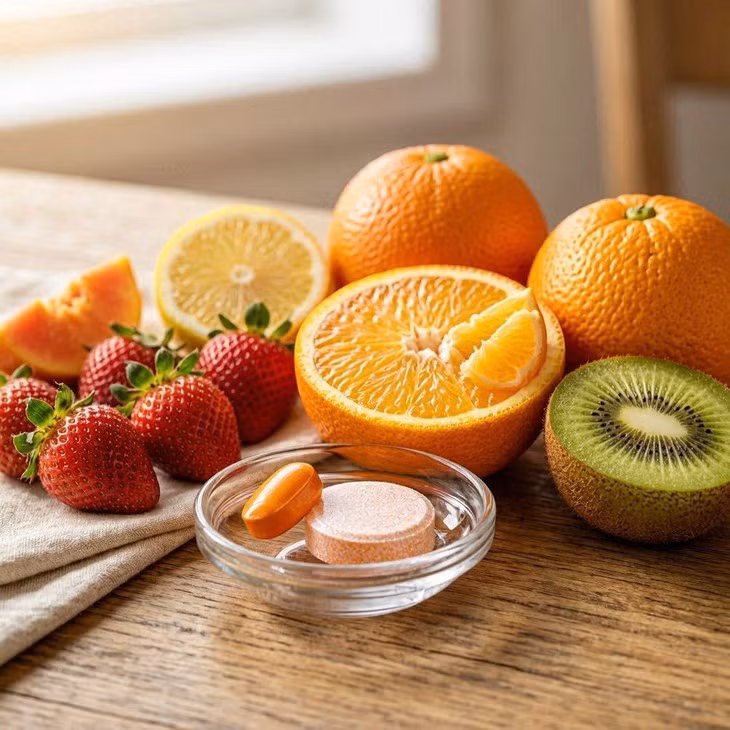 Không có thời điểm vàng cho việc uống vitamin C nhưng tốt nhất là sử dụng sau bữa ăn.