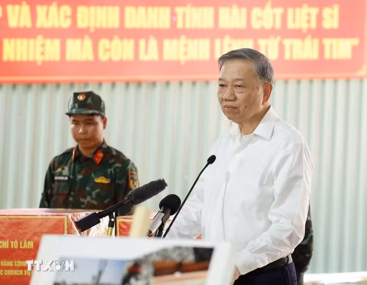 Tổng Bí thư, Chủ tịch nước Tô Lâm phát biểu tại Công viên Lê Thị Riêng - Ảnh: TTXVN