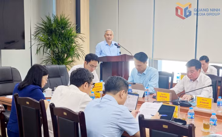 Đồng chí Phó Bí thư, Tổng Giám đốc Tập đoàn Công nghiệp Than - Khoáng sản Việt Nam phát biểu tại Hội nghị. 