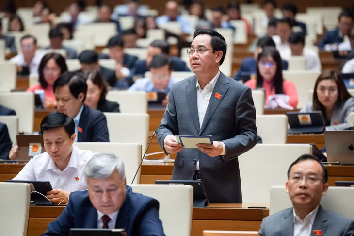 Đại biểu Nguyễn Văn Huy, Phó Trưởng Đoàn Đại biểu Quốc hội chuyên trách tỉnh Thái Bình phát biểu. (Ảnh: CTV/Vietnam+)