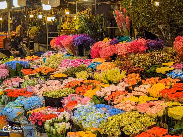 Thời gian “cao điểm” tại chợ hoa Quảng An là từ khoảng 2:00 đến 4:00 giờ sáng. Sự độc đáo này khiến chợ trở thành điểm đến được ưa thích của khách du lịch, nhất là khách nước ngoài ưa khám phá. Ảnh: Vương Lộc