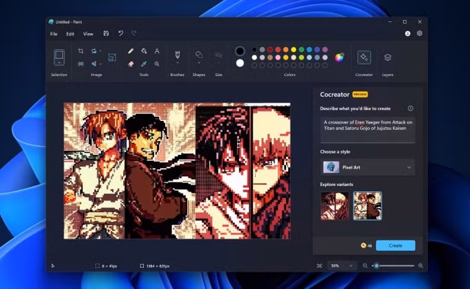 Giao diện Paint Cocreator. Ảnh: Windows Latest