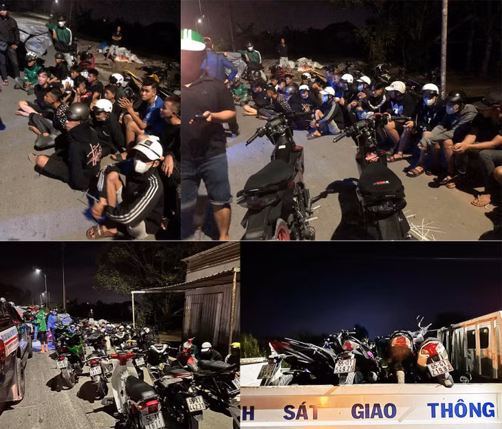 Nhóm đối tượng tụ tập đua xe trái phép bị Công an TP Cần Thơ ngăn chặn kịp thời.