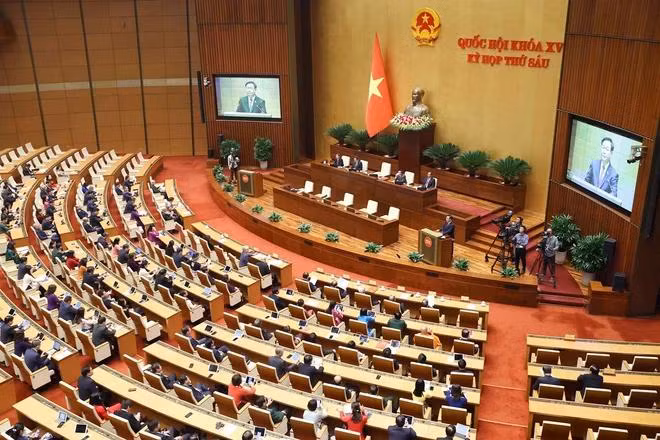 Phiên Bế mạc Kỳ họp thứ 6, Quốc hội khoá XV diễn ra sáng 29/11/2023, tại Hà Nội. (Ảnh: Doãn Tấn/TTXVN)