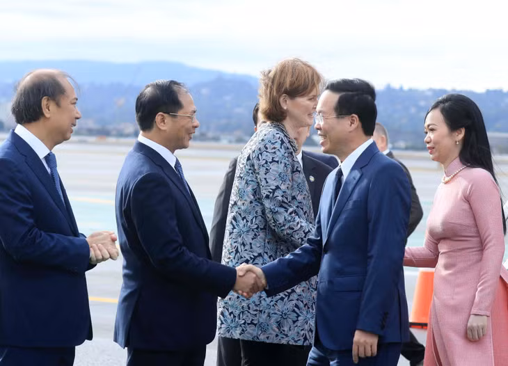 Chủ tịch nước Võ Văn Thưởng đến San Francisco. Ảnh: TTXVN