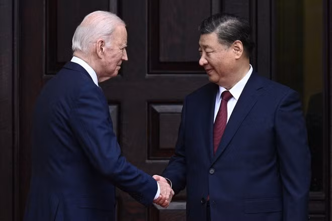 Tổng thống Mỹ Joe Biden và Chủ tịch Trung Quốc Tập Cận Bình ngày 15.11. Ảnh: AFP