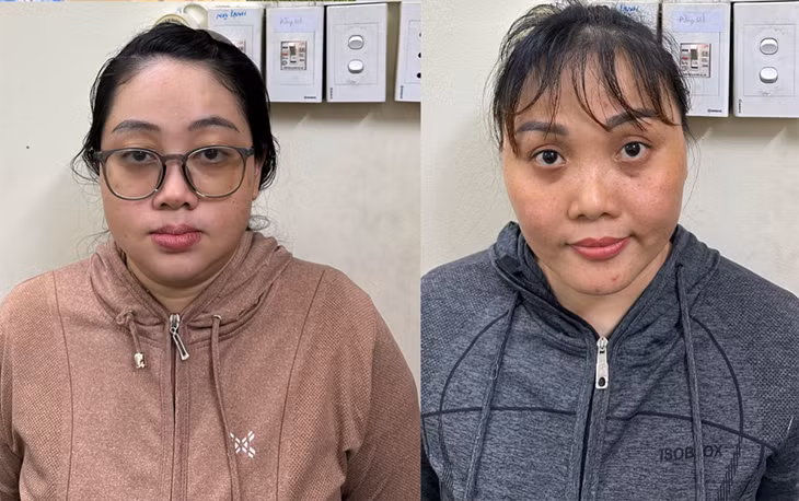 2 đối tượng Trần Thị Diễm Chi (trái) và Hồ Thị Mỹ Lợi (phải). Ảnh: CA