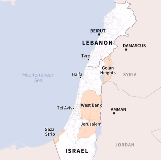 Vị trí Israel, Syria và Lebanon. Đồ họa: AFP