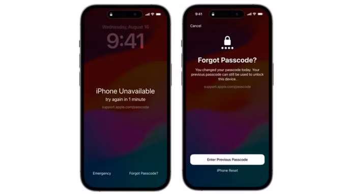 iPhone chạy iOS 17 hoặc mới hơn có tùy chọn dùng mật khẩu cũ để đăng nhập.