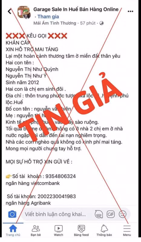 Một trong số hàng trăm trang facebook đã chia sẻ lại thông tin sai sự thật này.