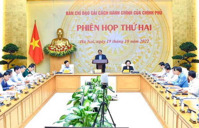 Thủ tướng Phạm Minh Chính, Trưởng Ban Chỉ đạo cải cách hành chính của Chính phủ, chủ trì phiên họp thứ hai của Ban Chỉ đạo. Ảnh VGP/Nhật Bắc
