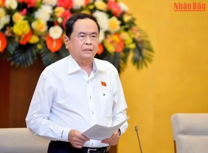 Phó Chủ tịch Thường trực Quốc hội Trần Thanh Mẫn phát biểu ý kiến tại phiên họp. (Ảnh Duy Linh)