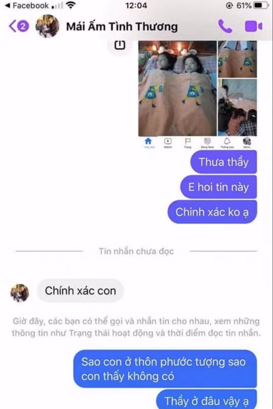 Một người dân địa phương nghi ngờ thông tin không chính xác nên nhắn tin hỏi thì tài khoản facebook trả lời: "Chính xác con".