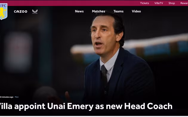 Thông báo của Aston Villa.