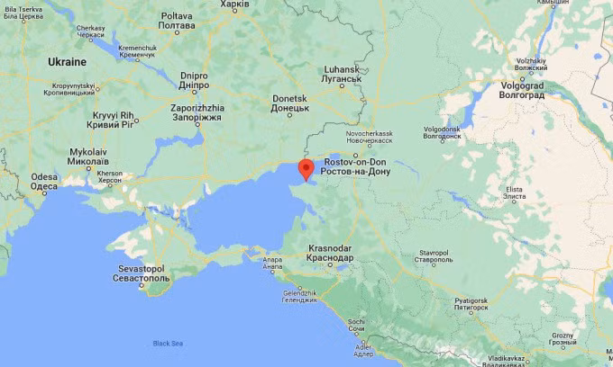 Vị trí thành phố Yeysk (chấm đỏ). Đồ họa: Google Maps.