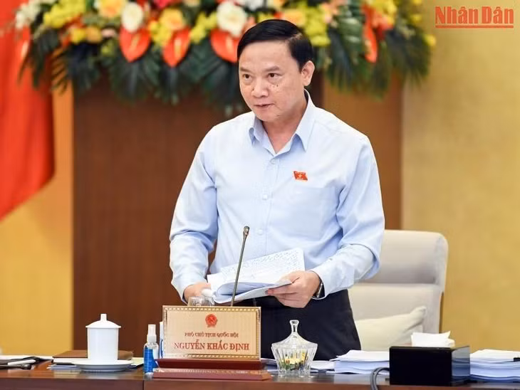 Phó Chủ tịch Quốc hội Nguyễn Khắc Định phát biểu ý kiến tại phiên họp. (Ảnh Duy Linh)