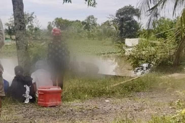 Khu vực xảy ra vụ đuối nước khiến 3 thiếu niên tử vong. Ảnh: Huy Hoàng