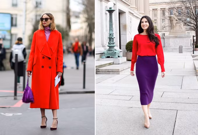 Một gợi ý khi kết hợp gam màu tím với đỏ (Ảnh: Fashion).