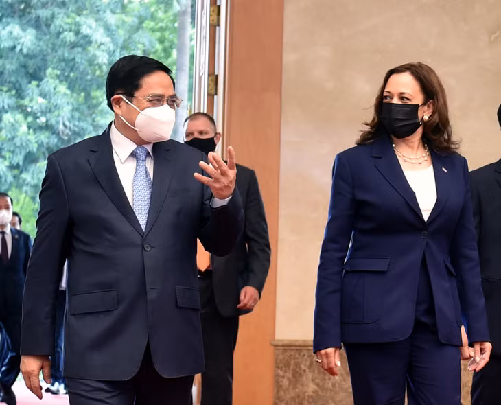 Thủ tướng Chính phủ Phạm Minh Chính và Phó Tổng thống Hoa Kỳ Kamala Harris - Ảnh: VGP/Nhật Bắc Thủ tướng Chính phủ Phạm Minh Chính và Phó Tổng thống Hoa Kỳ Kamala Harris - Ảnh: VGP/Nhật Bắc