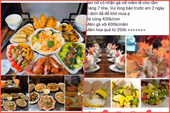 Mâm cỗ cúng, gà cúng, xôi cúng ngập tràn mạng xã hội.