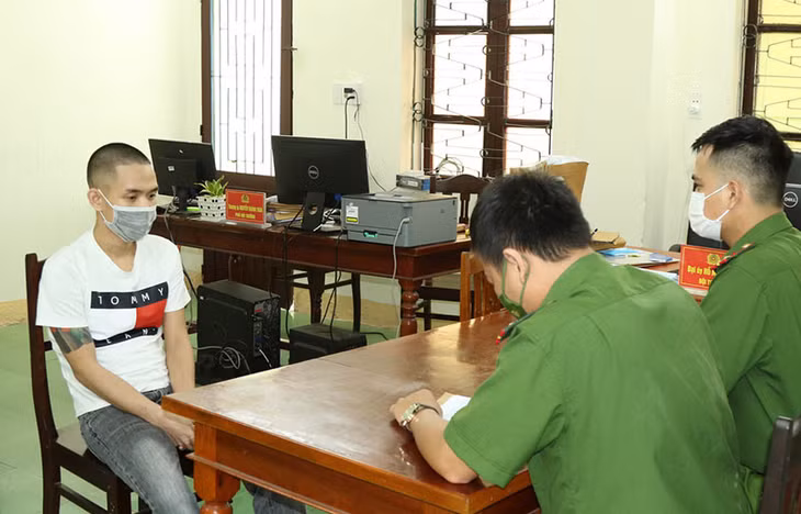 Đối tượng Nguyễn Thanh Ba tại Cơ quan Công an.