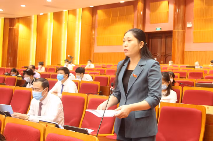 Đại biểu Nguyễn Thị Tuyết Hạnh, Tổ đại biểu Bình Liêu, phát biểu thảo luận.