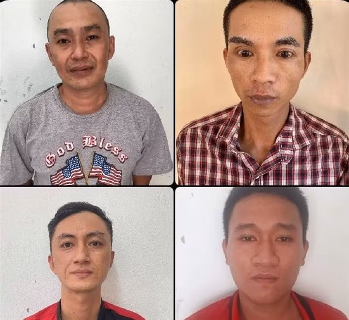4 kẻ côn đồ bị tạm giữ hình sự. (Ảnh: L.V.)