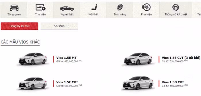 Toyota Vios GR-S không còn xuất hiện trên danh mục sản phẩm của Toyota Việt Nam
