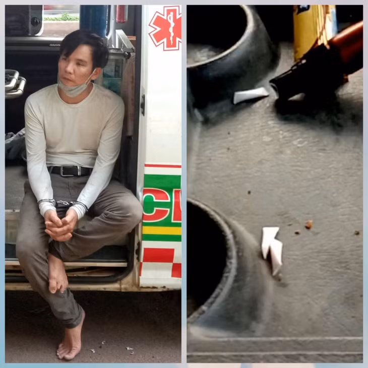 Nguyễn Quốc Việt và số ma túy trên chiếc xe cứu thương.